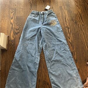 Light Blue Flare Jeans with Embroidery